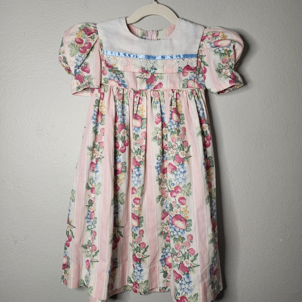 Vintage Ruth Of Carolina Floral Fruit Dress 3t